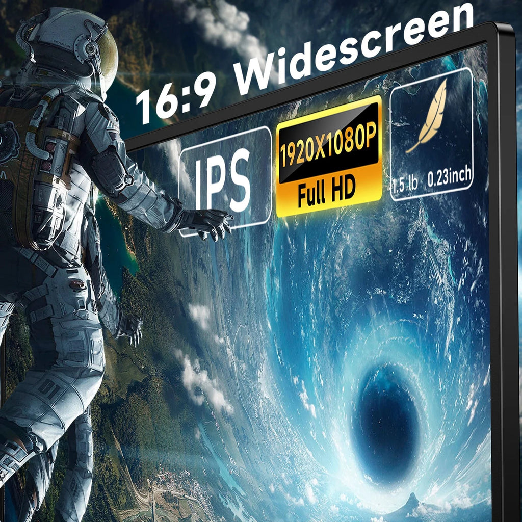 15.6'' Portable Monitor, 1080P FHD IPS Laptop Monitor with Case (Black) - Top Tech Gadgets