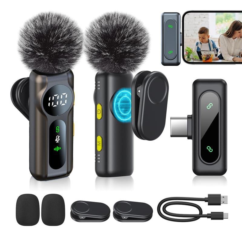 2 - Pack Wireless Lavalier Clip - On Microphones - Top Tech Gadgets