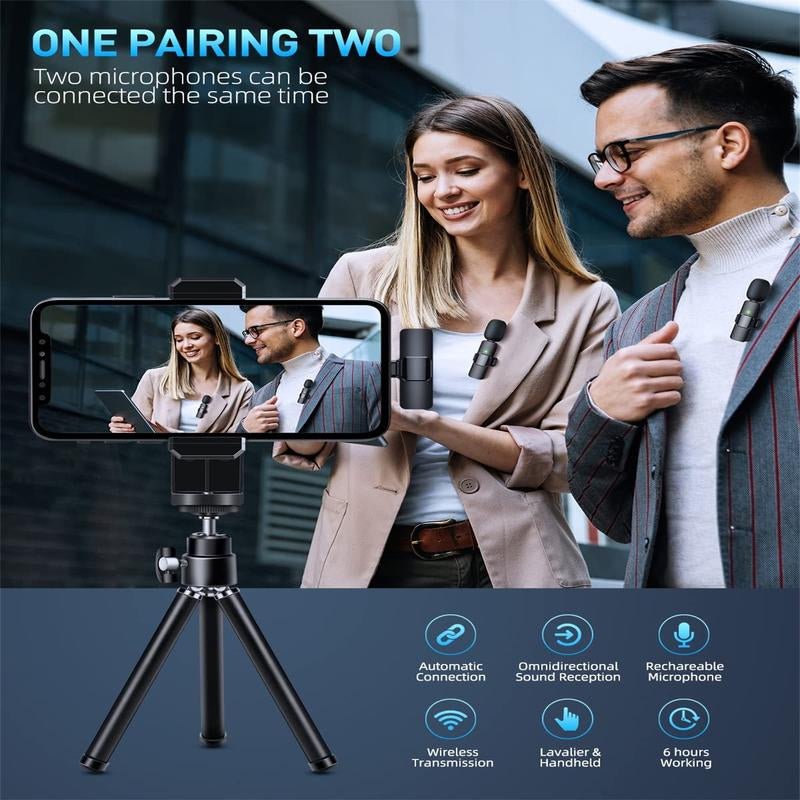 2 - Pack Wireless Lavalier Clip - On Microphones - Top Tech Gadgets
