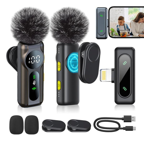 2 - Pack Wireless Lavalier Clip - On Microphones - Top Tech Gadgets