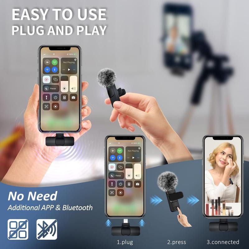 2 - Pack Wireless Lavalier Clip - On Microphones - Top Tech Gadgets