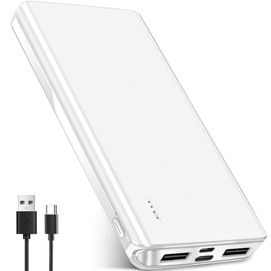 20000 Mah Portable Charger Power Bank Dual USB Battery Pack for Iphone, Ipad, Galaxy, Android, Pixel and Tablet (White) - Top Tech Gadgets