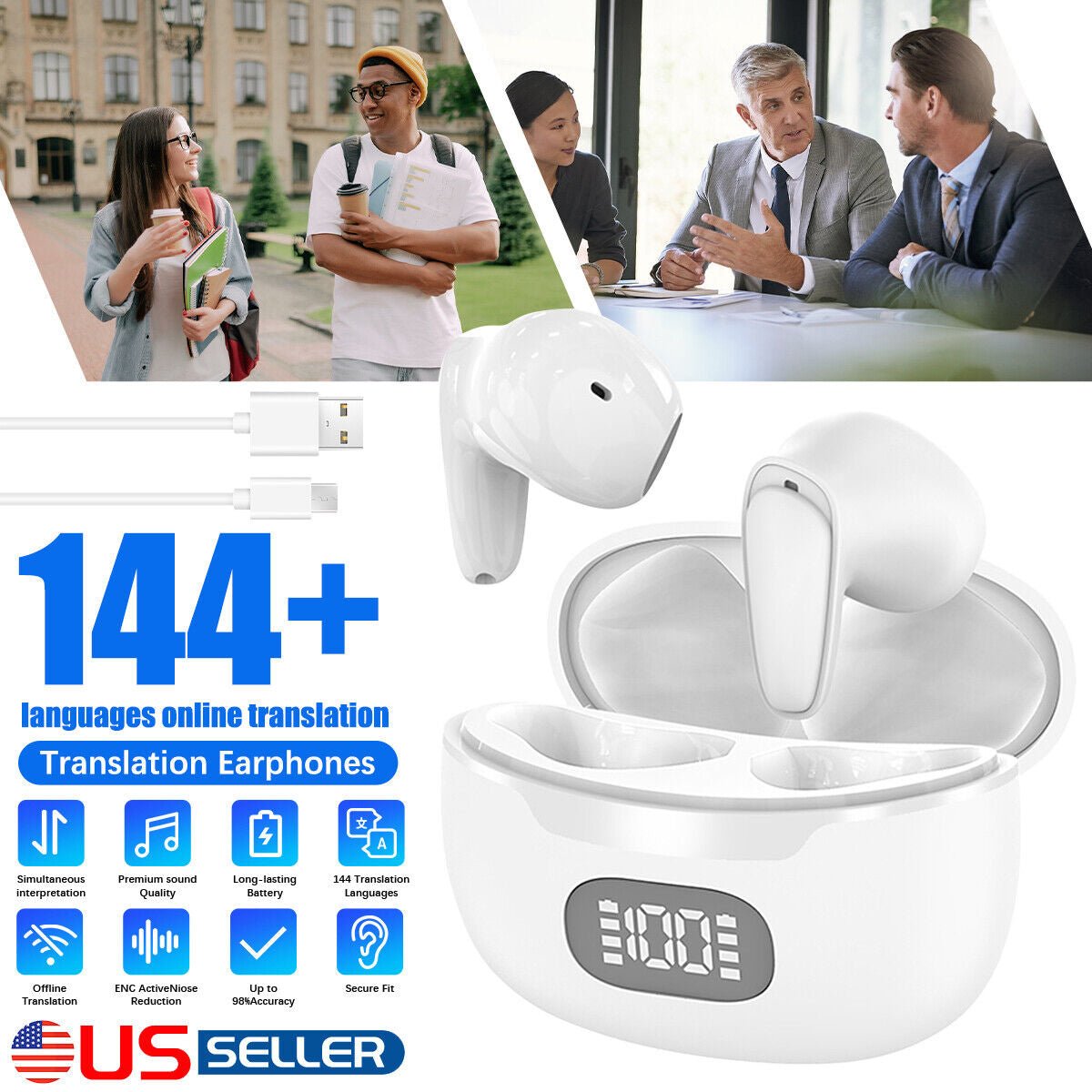 2025 AI Translation Earbuds Language Translation Device 144 Languages & Accents - Top Tech Gadgets