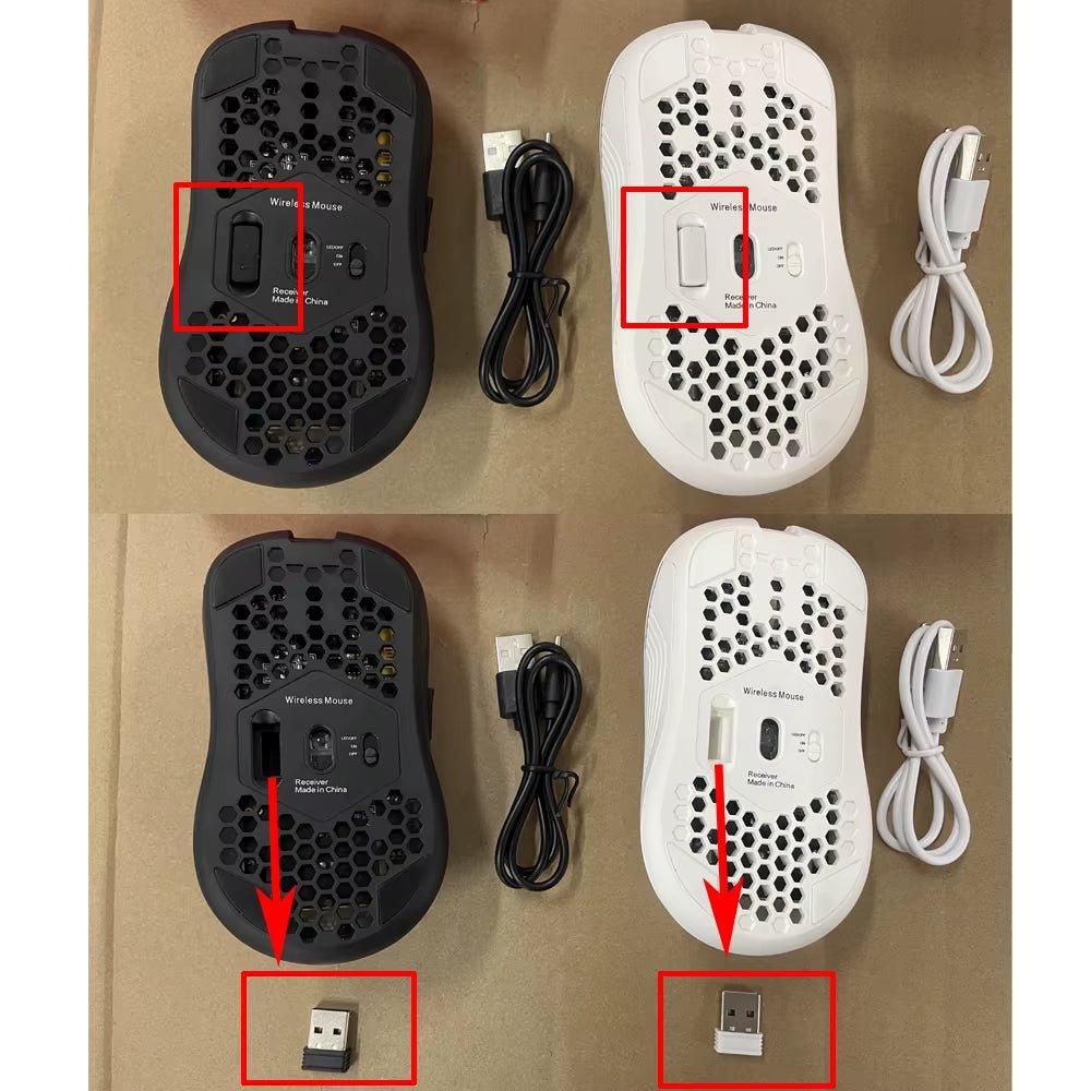 2.4G Wireless Mouse with RGB Backlit 6 - Button 3 - Speed DPI Type C Rechargeable Ergonomic Honeycomb Design Gaming Mouse - Top Tech Gadgets