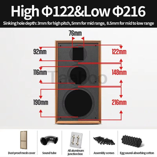8 Inch Three - Way Labyrinth Speaker Empty Box Bookshelf Speaker Home Speaker DIY Hifi Audio Wooden Handmade Box Passive Speaker - Top Tech Gadgets