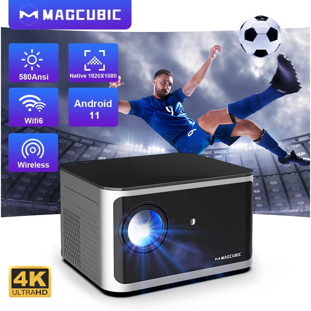 Android 11 4K Smart Projector 580ANSI 1920*1080P Full HD Wifi6 BT5.0 Allwinner H713 Voice Control Home Cinema Theater - Top Tech Gadgets