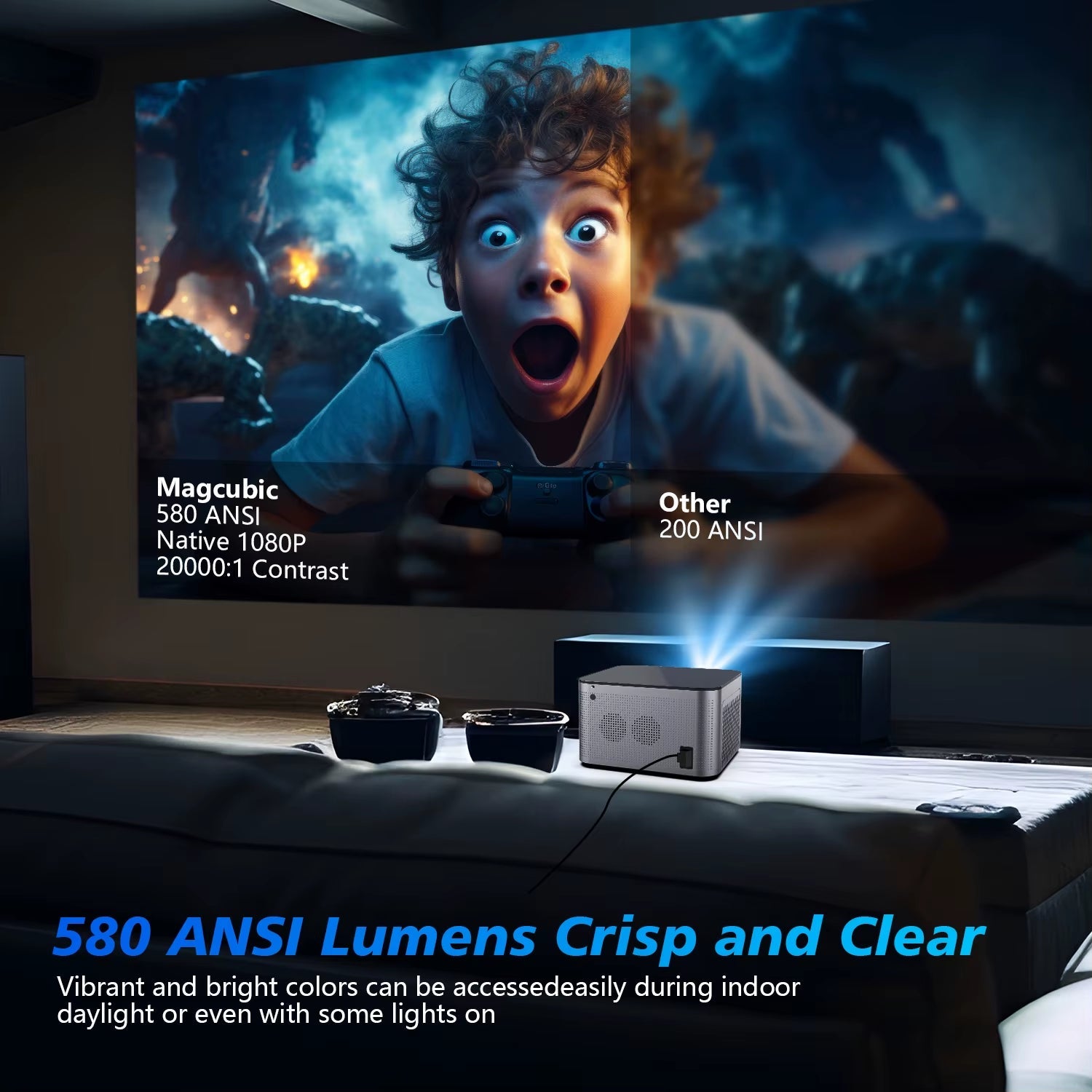 Android 11 4K Smart Projector 580ANSI 1920*1080P Full HD Wifi6 BT5.0 Allwinner H713 Voice Control Home Cinema Theater - Top Tech Gadgets