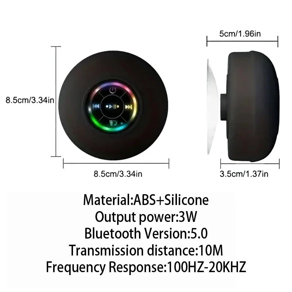AquaBeat Mini: Waterproof LED Bluetooth Speaker with Powerful Sound & Suction Cup Mount - Top Tech Gadgets