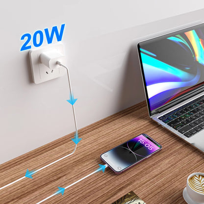 2Pack 20W Type C Charger Block with 6Ft USB C to L Cable, PD Fast Charger Compatible with Iphone, Ipad, Ipod