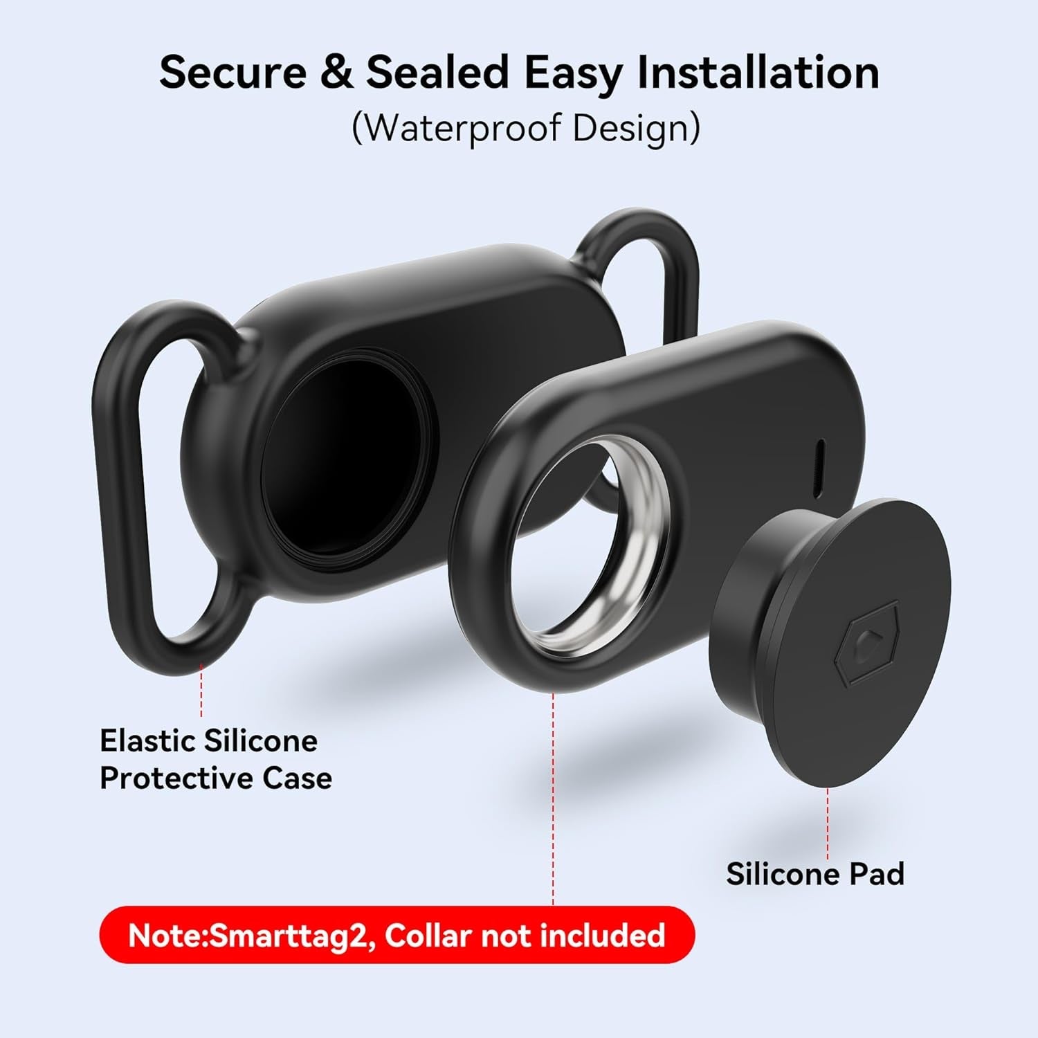 Dog Collar Holder(2 Pack) for Galaxy Smarttag2, Waterproof Silicone Case for Pet Cat, Anti - Lost Scratch Resistant Protective Cover Accessory for Samsung Galaxy Smart Tag2 (Black/Olive Green) - Top Tech Gadgets