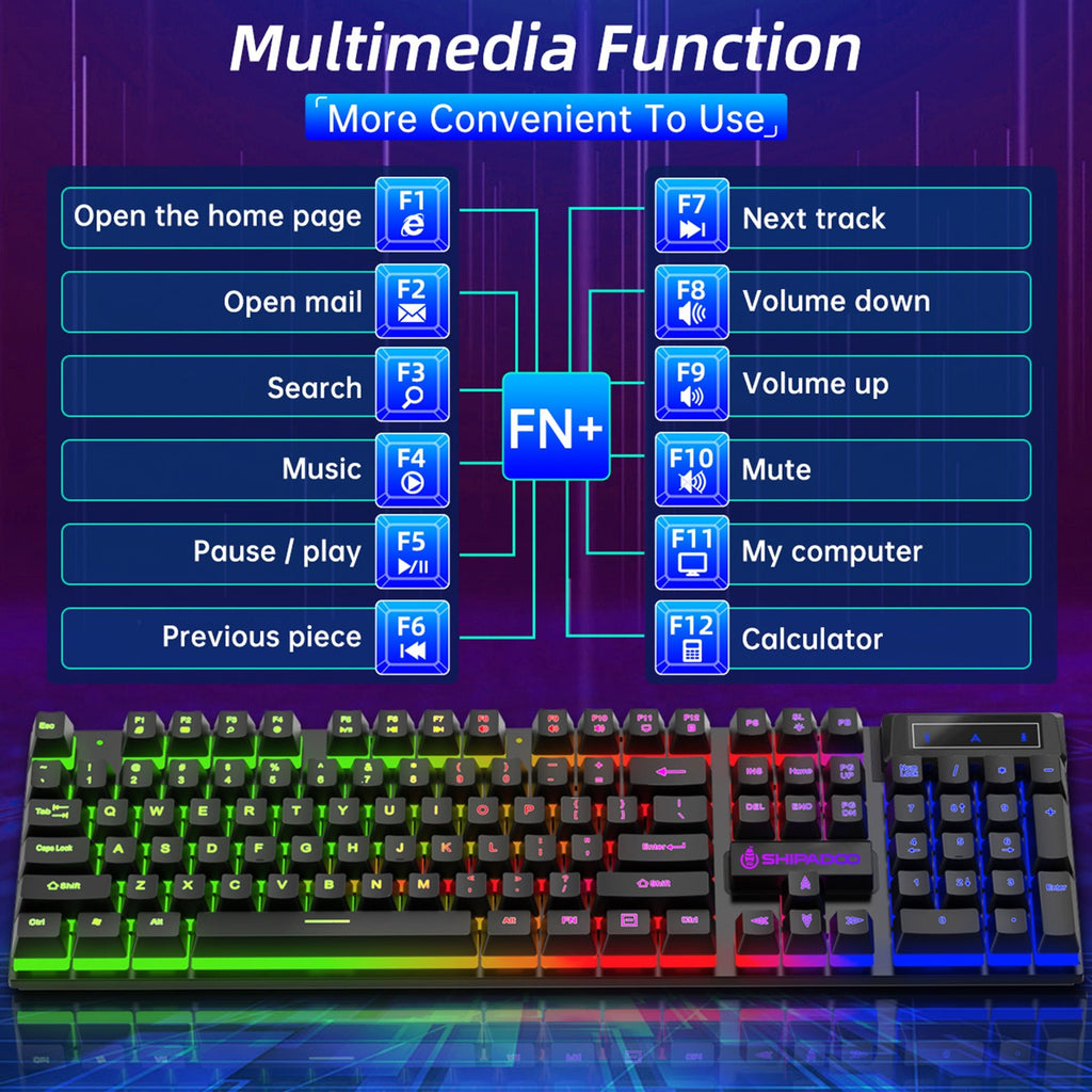 Gaming Keyboard & Mouse, 104 Keys LED RGB Backlit Quiet Computer Keyboard, Multimedia Keys, 26 Anti - Ghosting Keys, Waterproof Light up USB Wired Keyboard for PC Gamers Desktop Computer Laptop,Black - Top Tech Gadgets
