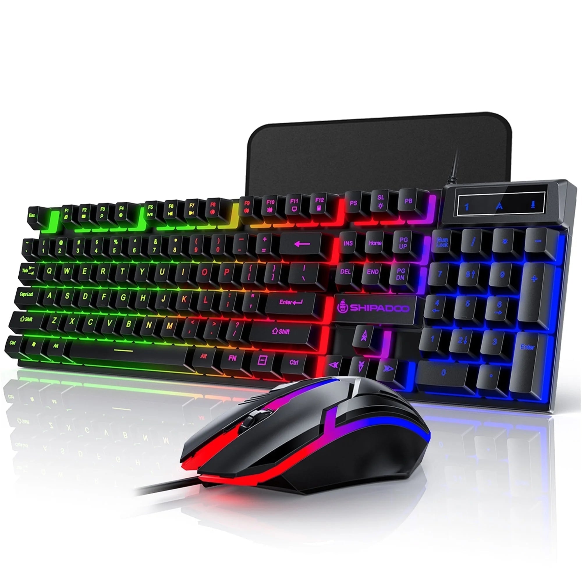 Gaming Keyboard & Mouse, 104 Keys LED RGB Backlit Quiet Computer Keyboard, Multimedia Keys, 26 Anti - Ghosting Keys, Waterproof Light up USB Wired Keyboard for PC Gamers Desktop Computer Laptop,Black - Top Tech Gadgets