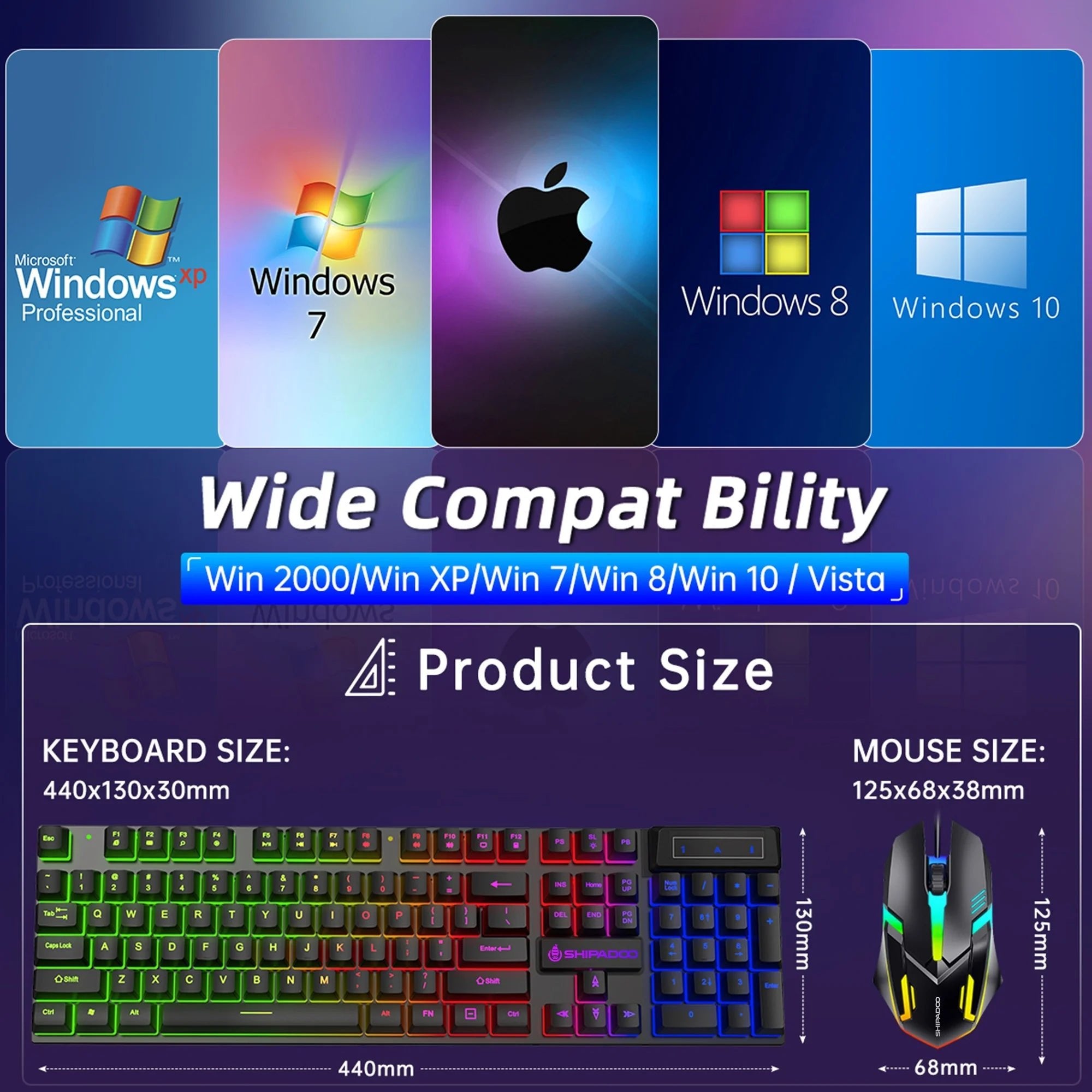 Gaming Keyboard & Mouse, 104 Keys LED RGB Backlit Quiet Computer Keyboard, Multimedia Keys, 26 Anti - Ghosting Keys, Waterproof Light up USB Wired Keyboard for PC Gamers Desktop Computer Laptop,Black - Top Tech Gadgets