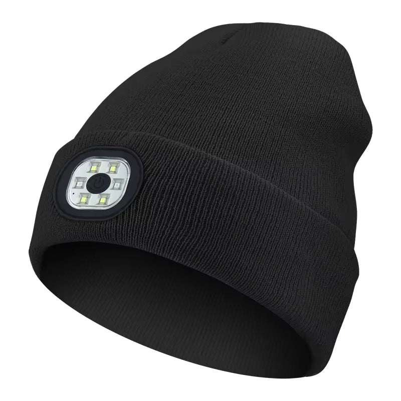 GlowGear™ LED Beanie Hat: USB Rechargeable Winter Headlamp Cap for Warmth & Hands - Free Light - Top Tech Gadgets