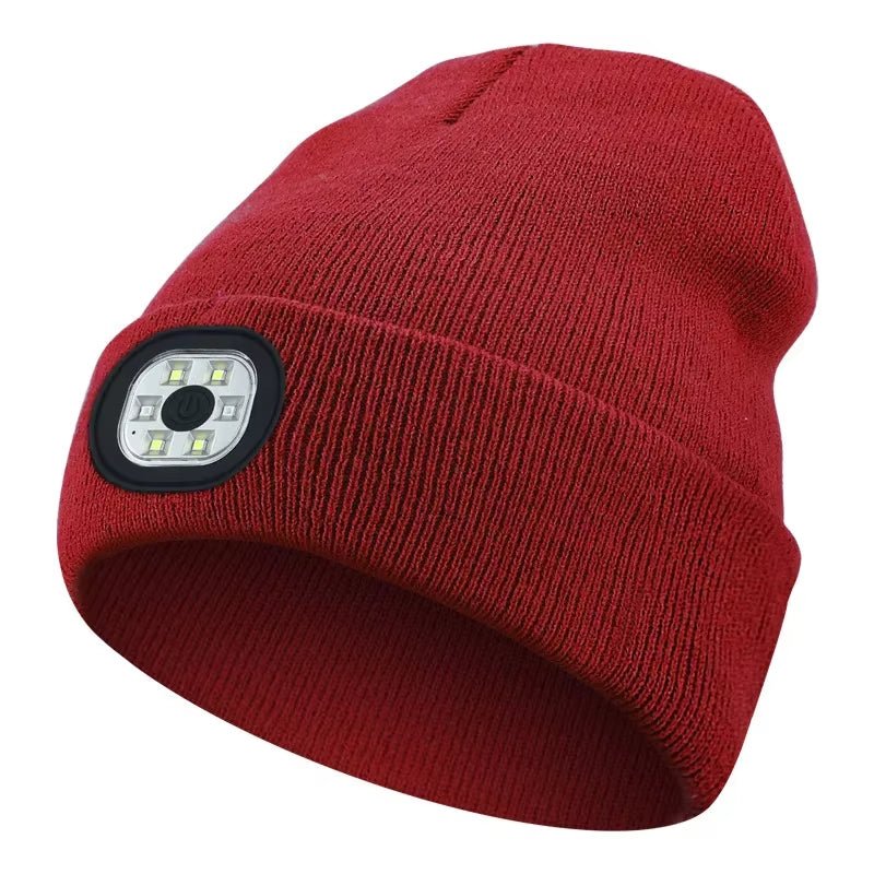 GlowGear™ LED Beanie Hat: USB Rechargeable Winter Headlamp Cap for Warmth & Hands - Free Light - Top Tech Gadgets