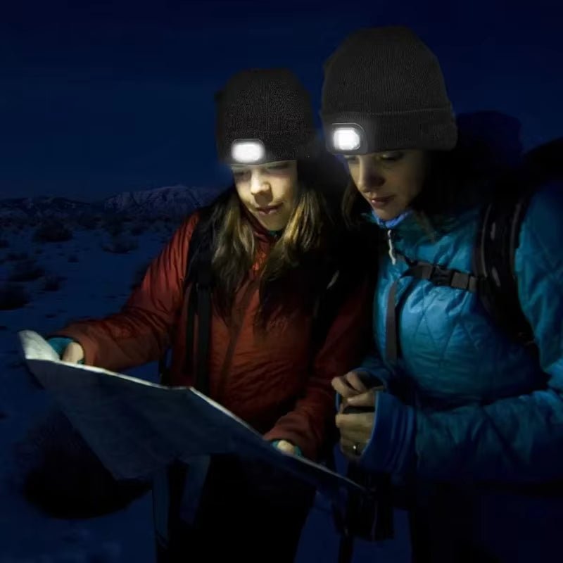 GlowGear™ LED Beanie Hat: USB Rechargeable Winter Headlamp Cap for Warmth & Hands - Free Light - Top Tech Gadgets