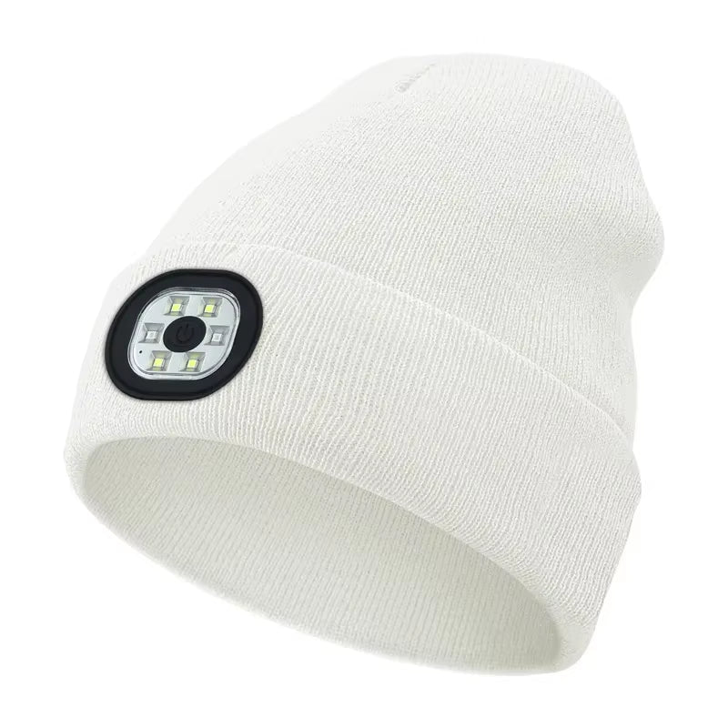 GlowGear™ LED Beanie Hat: USB Rechargeable Winter Headlamp Cap for Warmth & Hands - Free Light - Top Tech Gadgets