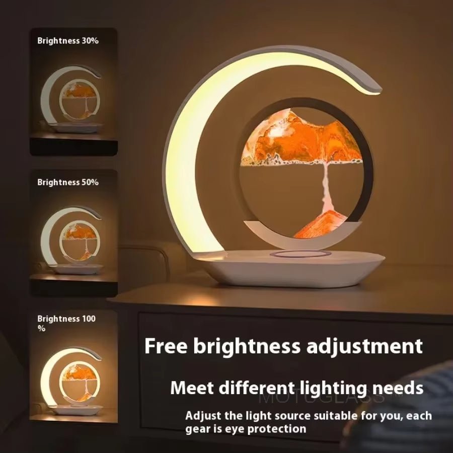 GlowSand™ 3 - in - 1 Hourglass Lamp: Wireless Charger, Sand Art & Mood Light in One Elegant Design - Top Tech Gadgets