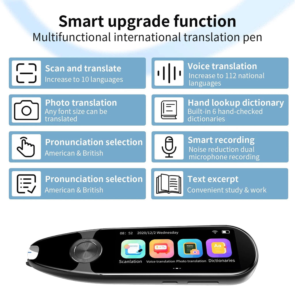 Language Translator Device for Dyslexia,Reader Pen Translation Scanner Dictionary Pen - AI Voice & Camera Translators - Real - Time All Foreign Languages Travel & Business,Learning,Meeting - Top Tech Gadgets
