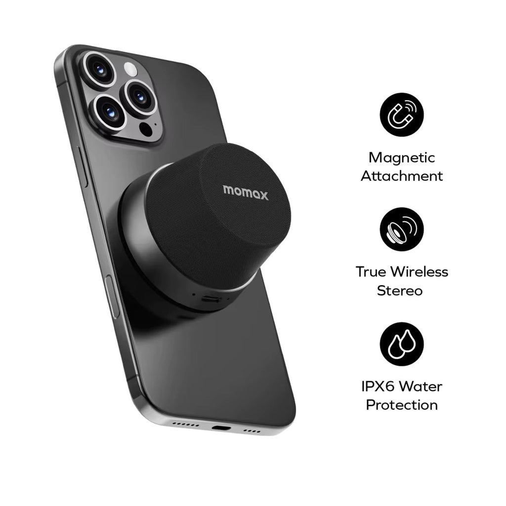 MOMAX 1 - Vibe Go: Magnetic Wireless Speaker & Phone Stand - Top Tech Gadgets