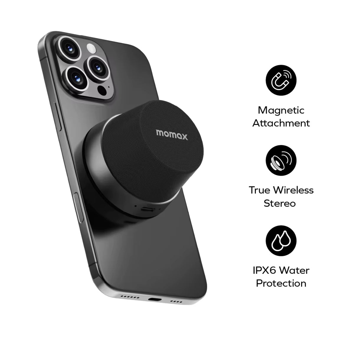 MOMAX 1 - Vibe Go: Magnetic Wireless Speaker & Phone Stand - Top Tech Gadgets
