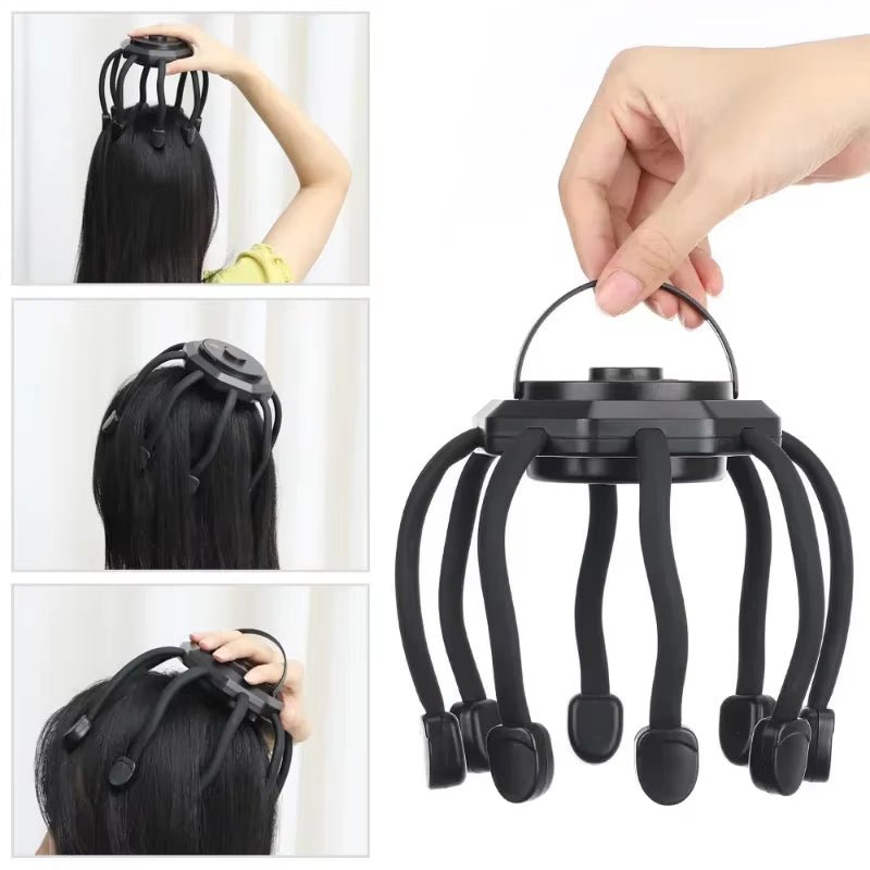 NeuroRelax™ Octopus Head Massager: 20 - Contact Electric Scalp Massager with Red Light Therapy - Top Tech Gadgets