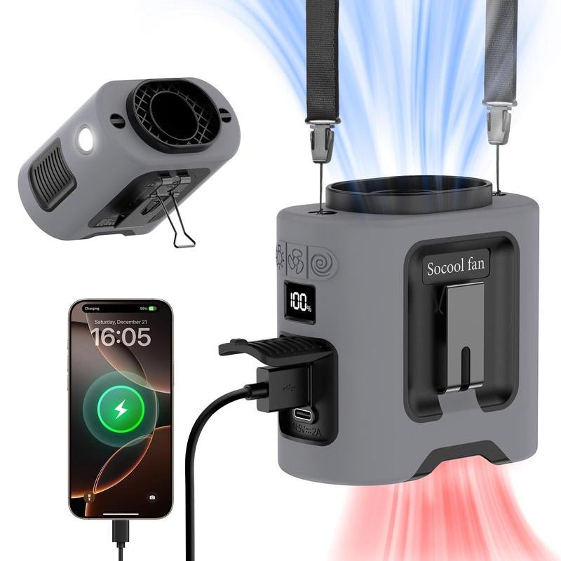 Portable 10,000mAh Power Bank: 3 - in - 1 Fan, Torch & LED Light - Top Tech Gadgets