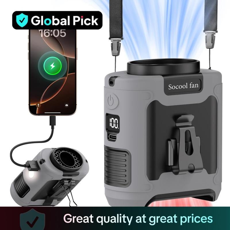 Portable 10,000mAh Power Bank: 3 - in - 1 Fan, Torch & LED Light - Top Tech Gadgets