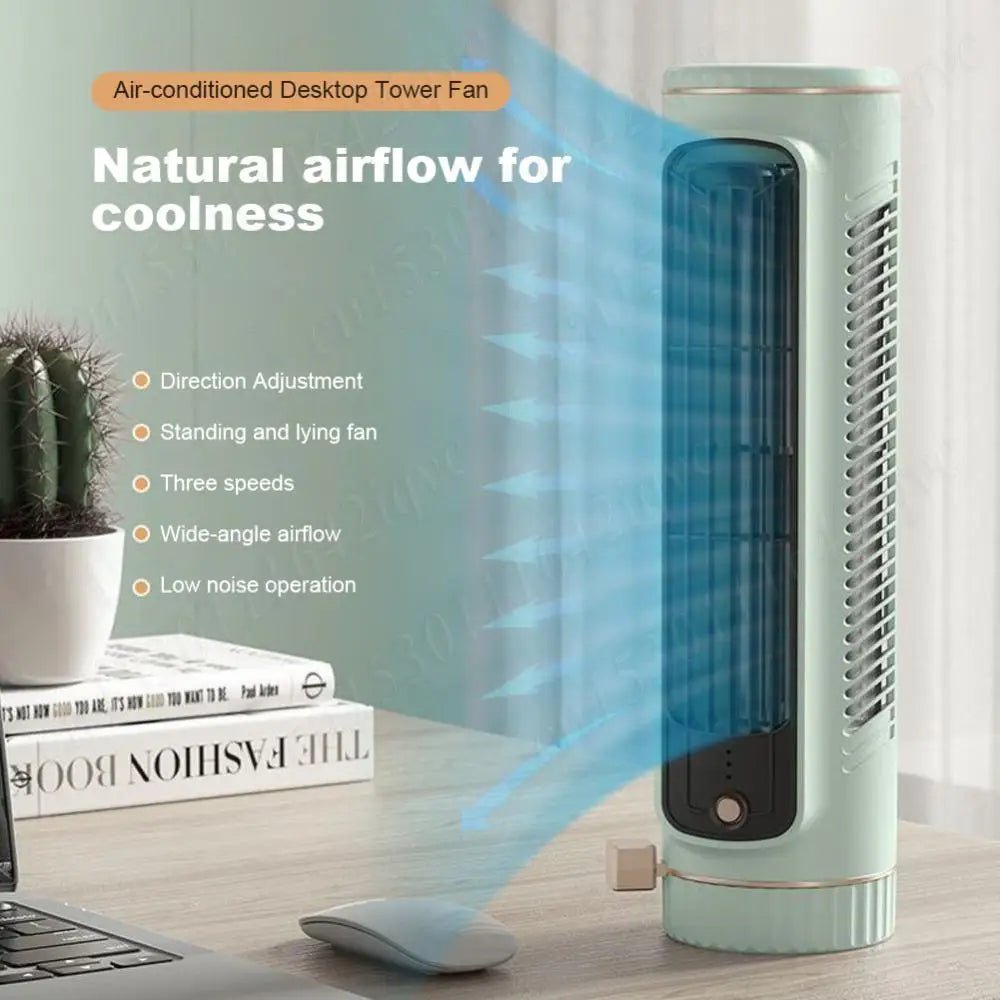 Portable Bladeless Tower Fan 2/3 Speeds Electric Fan Personal Fan Quiet Standing Fan Rechargeable Wall Mount Fan Desktop Fan New - Top Tech Gadgets