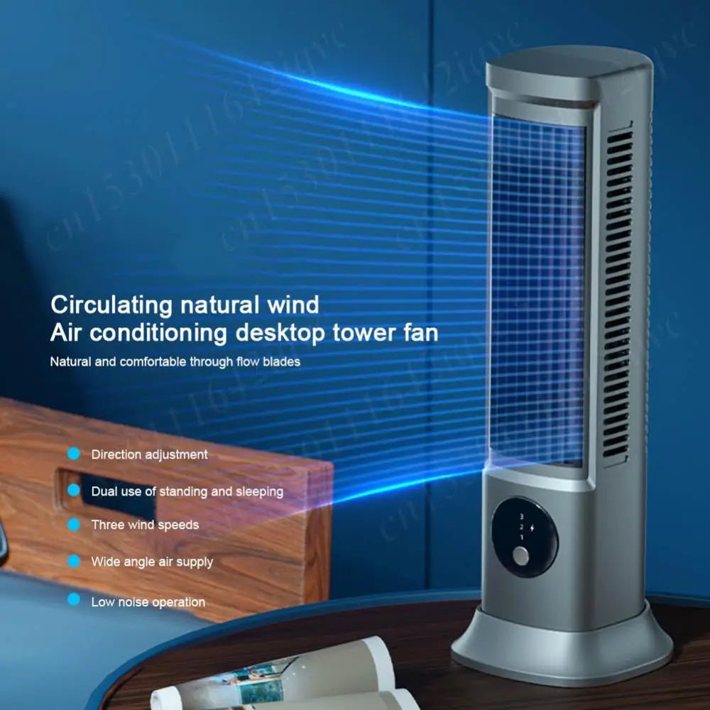 Portable Bladeless Tower Fan 2/3 Speeds Electric Fan Personal Fan Quiet Standing Fan Rechargeable Wall Mount Fan Desktop Fan New - Top Tech Gadgets