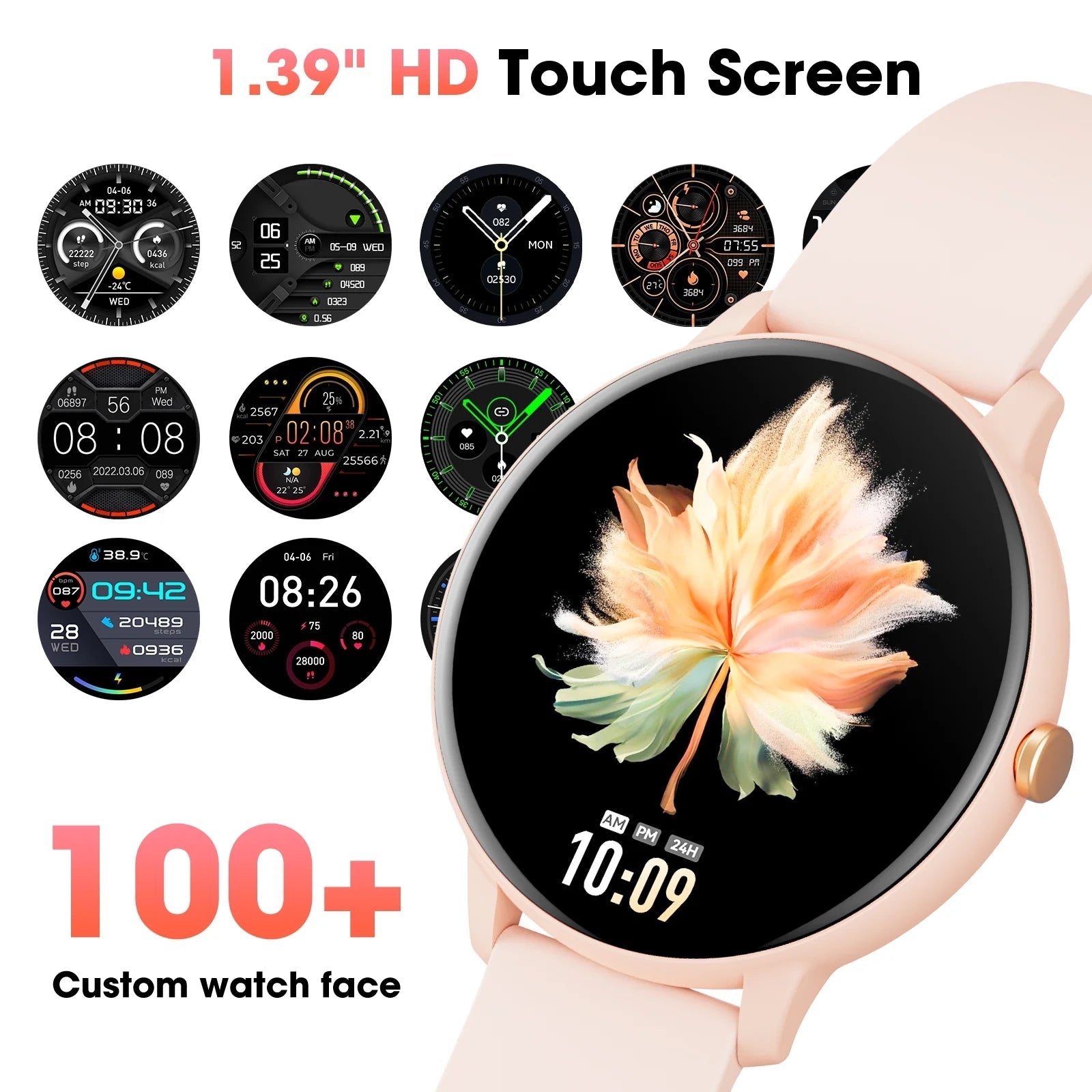 Smart Watch (Answer/Dial Call),1.39" Touch Display Fitness Tracker with Sport Modes, Smartwatch with IP68 Waterproof,Step Counter Watch Fits for Android (Pink) - Top Tech Gadgets