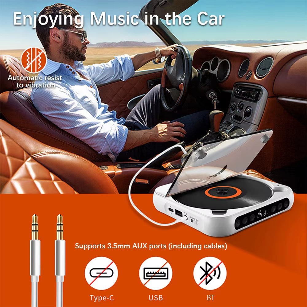 SpinWave™ Portable CD & Bluetooth Music Player – Classic Sound Meets Modern Freedom - Top Tech Gadgets