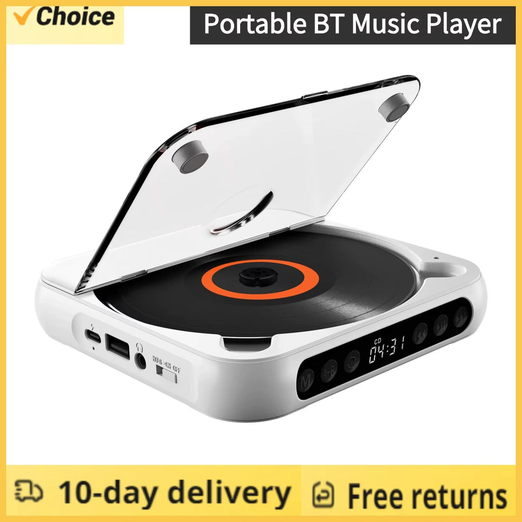 SpinWave™ Portable CD & Bluetooth Music Player – Classic Sound Meets Modern Freedom - Top Tech Gadgets